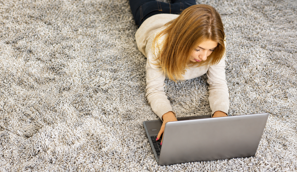 Laptop Work on a Cozy Shag Rug
