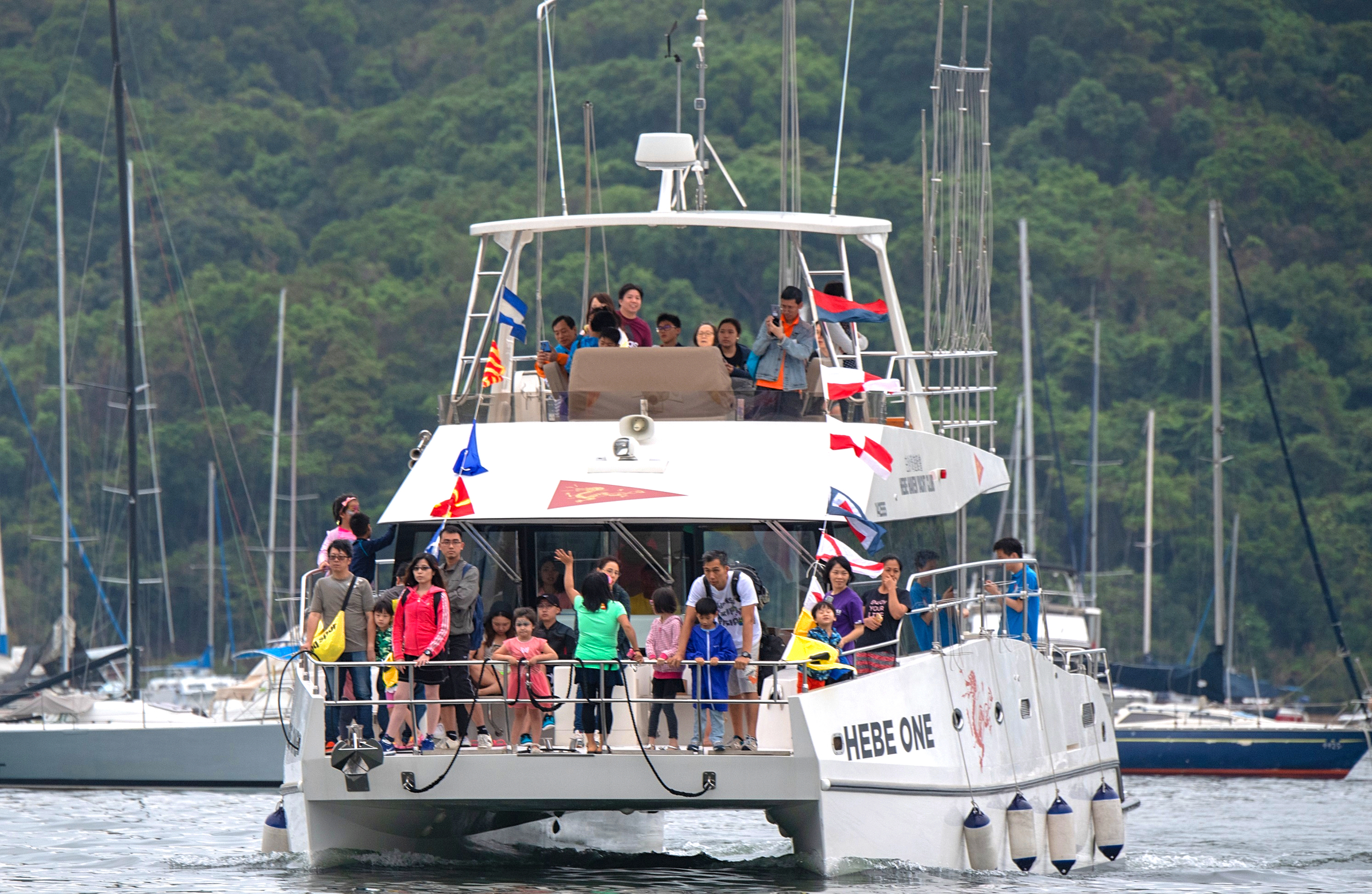 Boat Cruising on Hebe One (Motorised Catamaran)