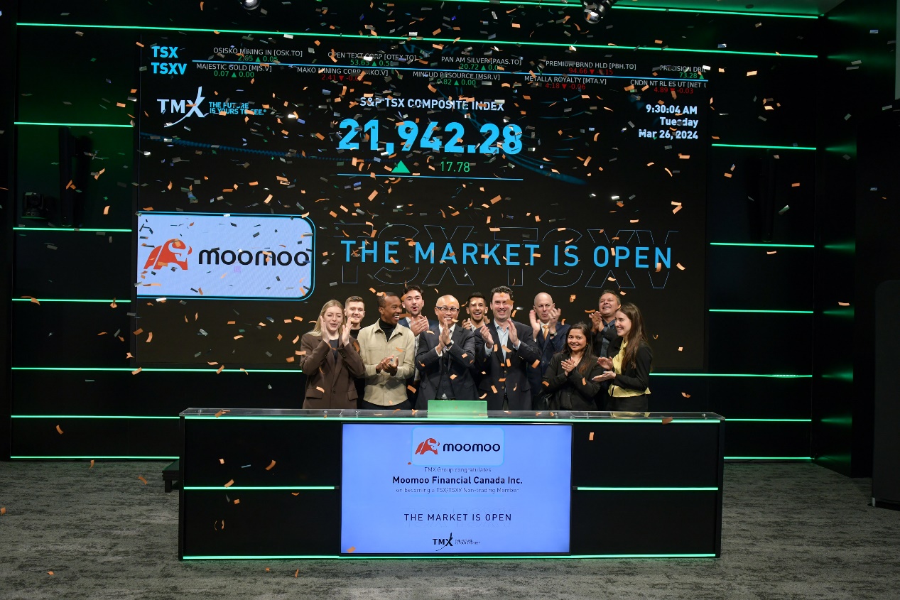 Moomoo CA rings the opening bell at Toronto Stock Exchange.