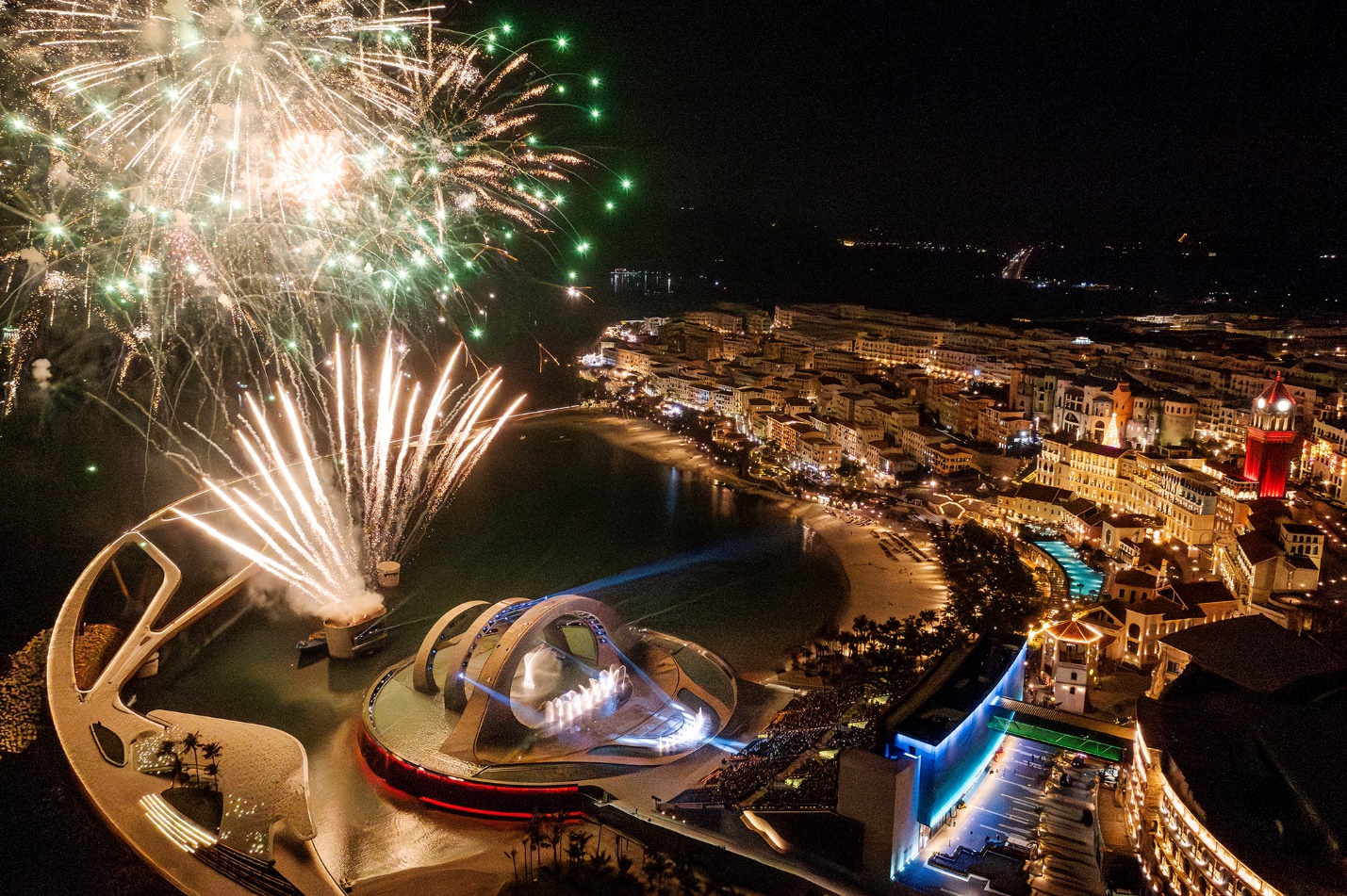 Fireworks light up Sunset Town in South Phu Quoc Island 365 days a year.