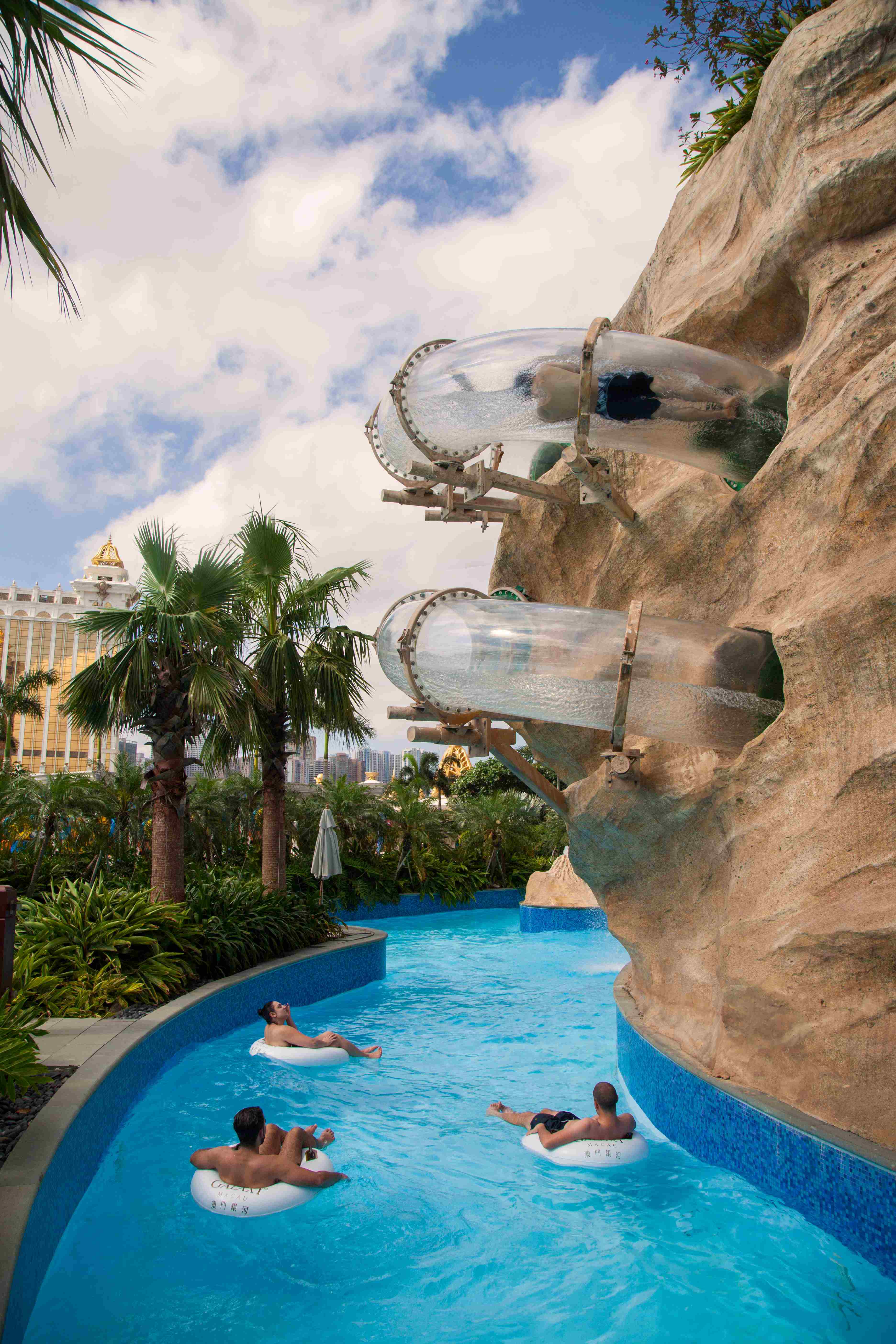 A thrilling 9-meter-high waterslide tower delivers endless excitement.