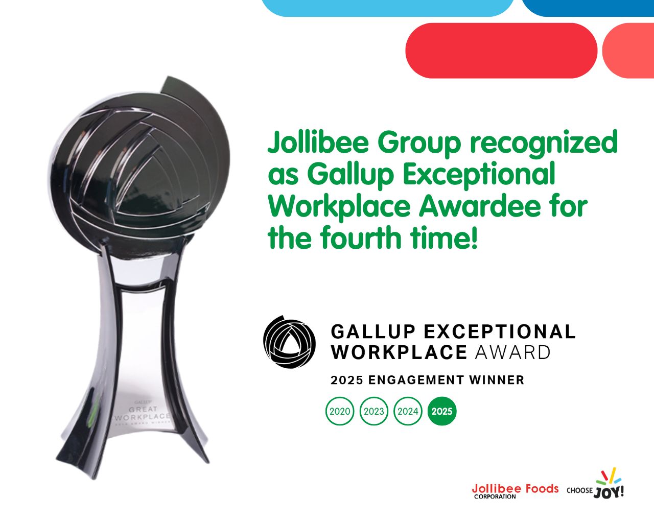 Jollibee Group remains the sole Philippine-based company to be recognized by the prestigious award