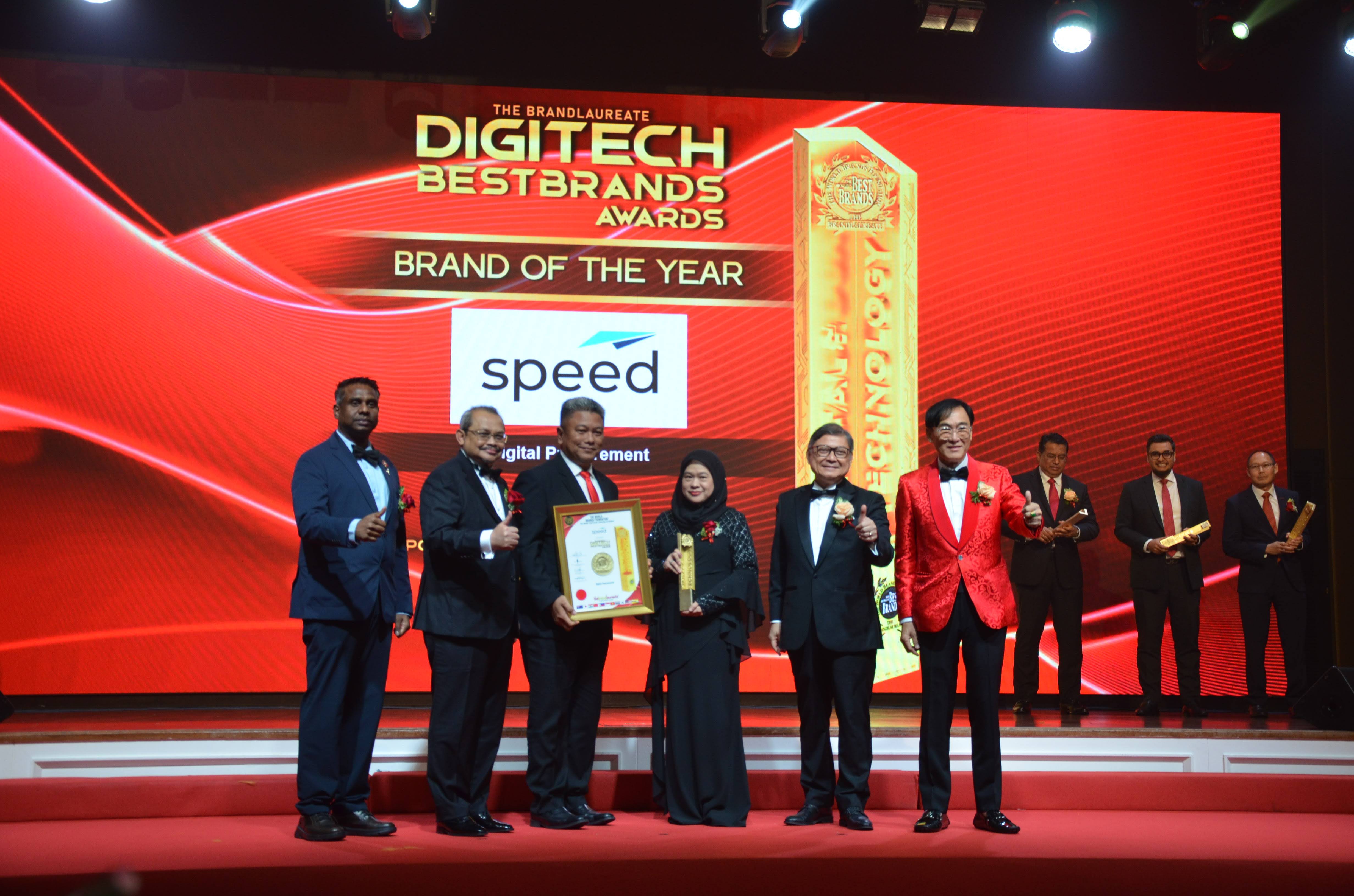 SPEED (Sistem Perolehan Elektronik Dinamik) receiving The BrandLaureate Brand of the Year 2025–2026 – DigiTech BestBrand (Digital Procurement) award.