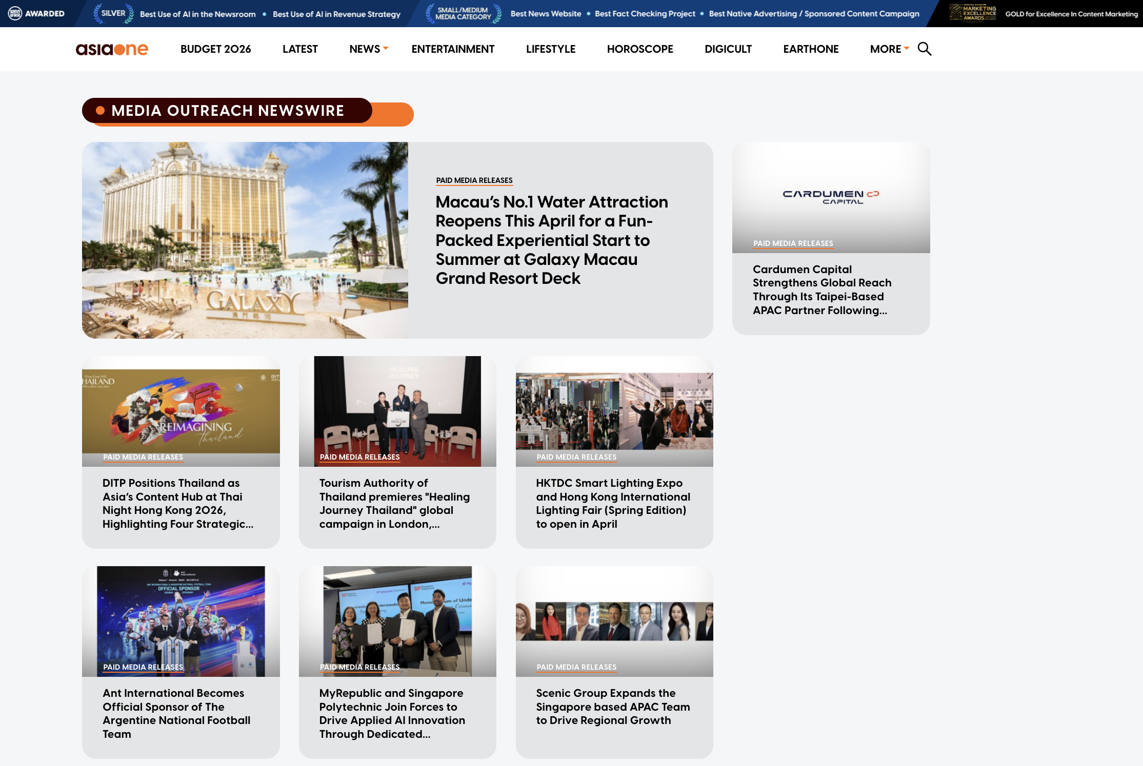 Media OutReach Newswire Further Strengthens Singapore and Asia Pacific Reach with Strategic AsiaOne Partnership